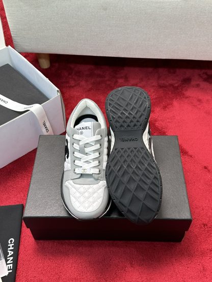 Chanel white and gray craft embroidery style fashion casual sports shoes - Image 4