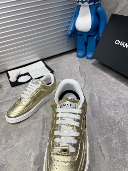 Chanel Spring and Summer Ultra High Quality Gold Fashionable Casual Sports Sneakers - Image 4