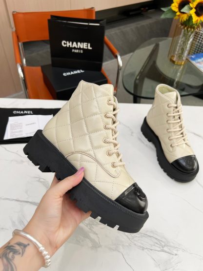 Chanel apricot autumn and winter new electric show diamond boots thick sole 6cm - Image 4