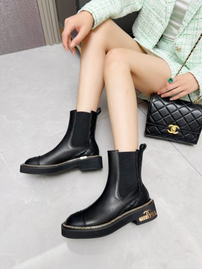Chanel autumn and winter heavy-duty popular black exquisite Chelsea boots - Image 4