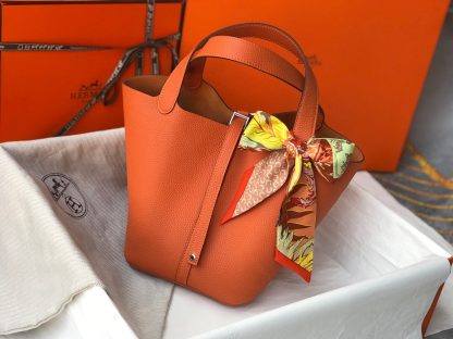 Hermès Sunset Orange Cowhide Basket Bag - Image 4