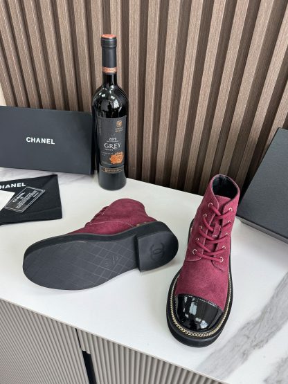 Chanel autumn and winter hit red fashionable simple leather boots - Image 4