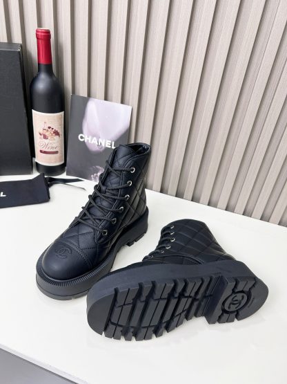 Chanel autumn and winter new black matte light show diamond style leather boots - Image 4