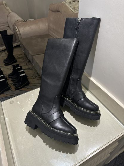 Chanel black autumn and winter high-end classic luxury leather boots - Image 4