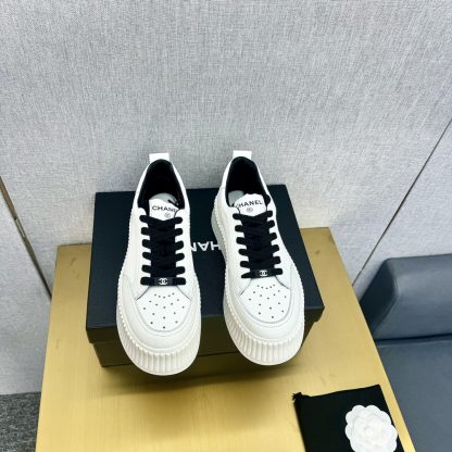 Chanel classic white and black mix classic fashion casual sneakers - Image 4