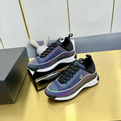 Chanel classic purple and blue mix and match fashion casual dad shoes for men and women - Image 4