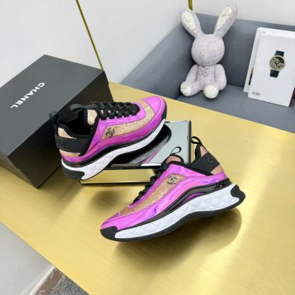 Chanel classic pink and purple mix and match fashion casual dad shoes for men and women - Image 4