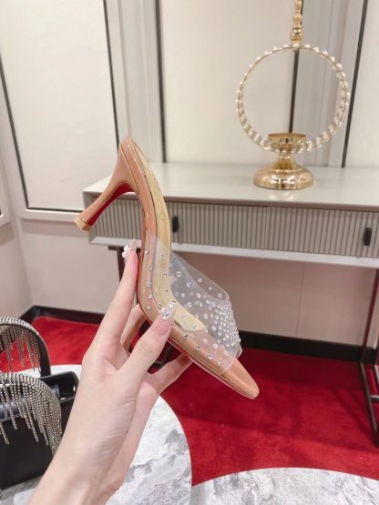 Christian Louboutin Film Diamond Peep-Toe High Heels - Image 4