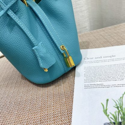 Hermès blue mini 14cm vegetable basket Soft and versatile calfskin Basic daily style - Image 4