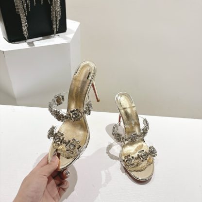 ChristianLouboutin JUST QUEEN crystal high-heeled slippers - Image 4