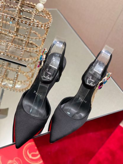 ChristianLouboutin black elegant colorful crystal high heels - Image 4