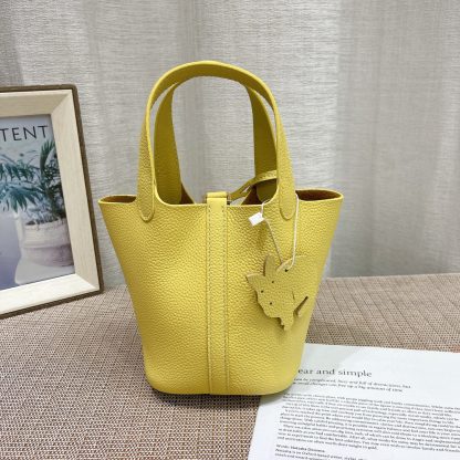 Hermès yellow mini 14cm vegetable basket Soft and versatile calfskin - Image 4