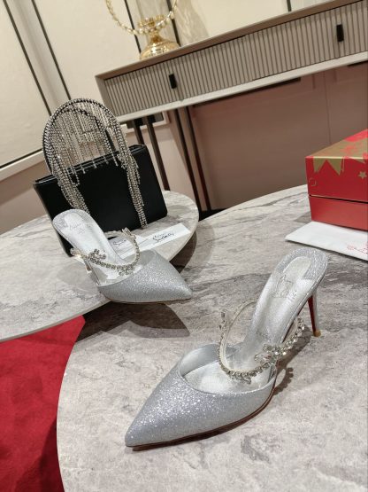 Christian Louboutin pointed toe chain sandals high heels - Image 4