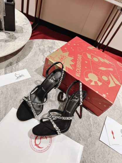 Christian Louboutin cross-strap glitter high heels - Image 4