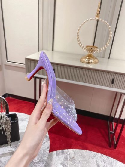 Christian Louboutin Film Diamond Peep-Toe High Heels - Image 4