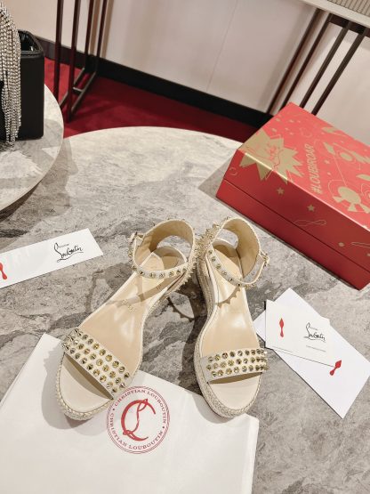 Christian Louboutin metal studded wedge sandals - Image 4