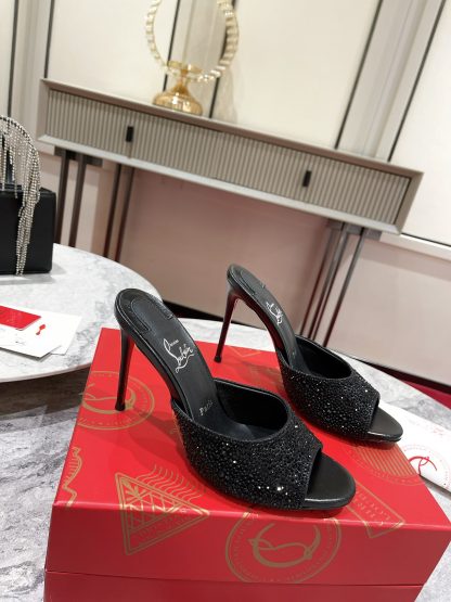 ChristianLouboutin cute retro fish mouth diamond high heel sandals - Image 4
