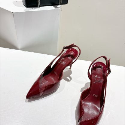 Christian Louboutin patent leather backless high-heeled sandals - Image 4