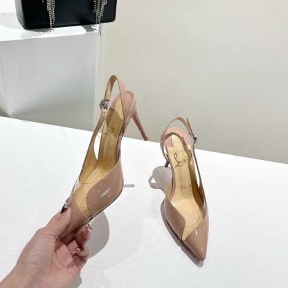 Christian Louboutin patent leather backless high-heeled sandals - Image 4