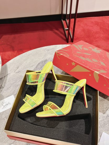 Christian Louboutin Fashion Neon Yellow Just Loub High Heel Sandals - Image 4
