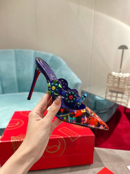 ChristianLouboutin rhinestone spike exquisite sandals high heels - Image 4