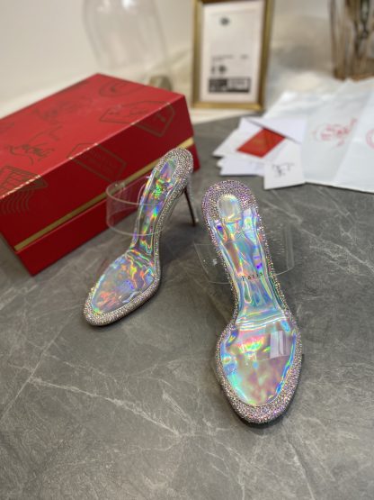 ChristianLouboutin 透明一字带红底凉鞋高跟鞋 - Image 2