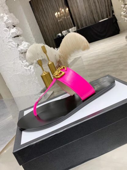 Gucci Double G buckle ribbon square toe flat slides - Image 5