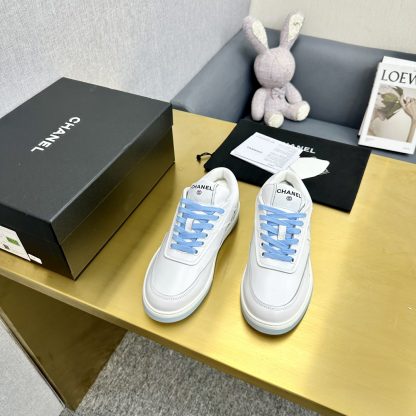 Chanel classic white and blue mix and match fashion casual sneakers - Image 4
