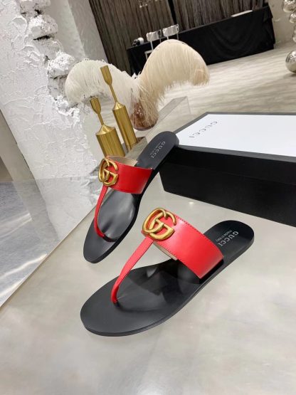 Gucci Double G buckle ribbon square toe flat slides - Image 5
