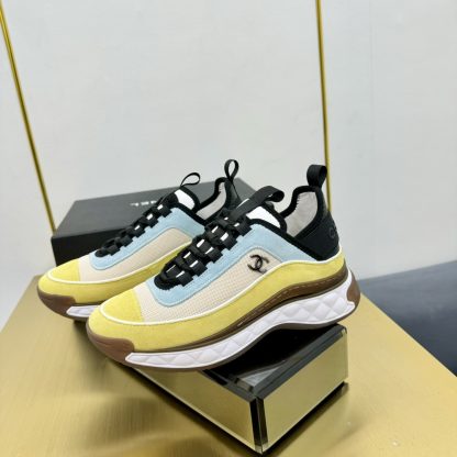 Chanel classic yellow and blue mix and match fashion casual dad shoes for men and women - Image 4