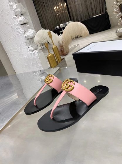 Gucci Double G buckle ribbon square toe flat slides - Image 5