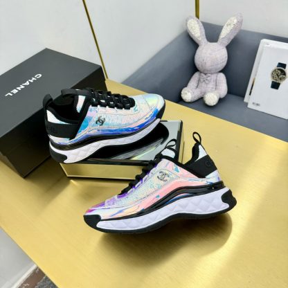 Chanel classic blue and black mix and match fashion casual dad shoes for men and women - Image 4
