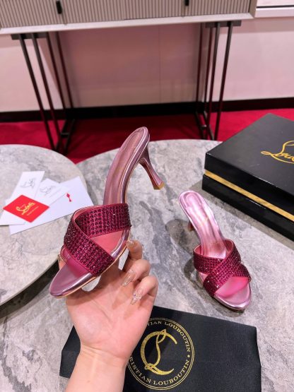 ChristianLouboutin elegant fish mouth diamond sandals high heels - Image 4