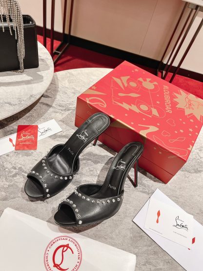 ChristianLouboutin fish mouth studded sandals high heels - Image 4