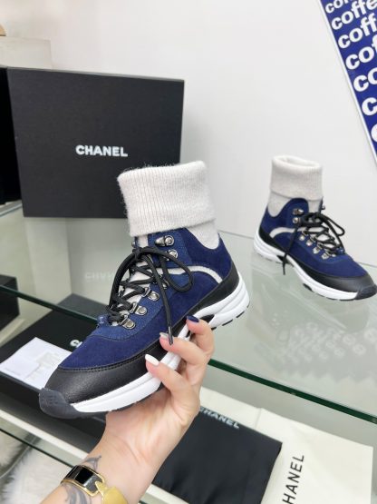 Chanel dark blue socks casual sneakers - Image 4