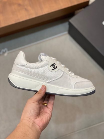 Chanel autumn and winter new white gray fashionable cowhide breathable sneakers - Image 4