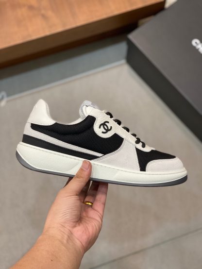 Chanel autumn and winter new black and gray fashionable cowhide breathable sneakers - Image 4