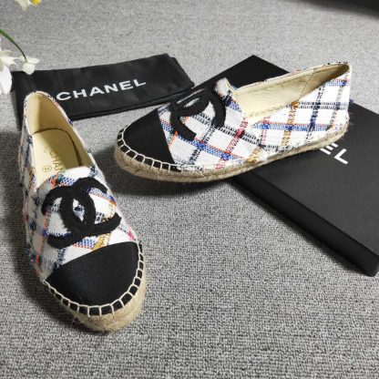 Chanel colorful checkered linen textured casual shoes - Image 3