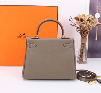 Hermes Elephant Grey Kelly Handbag Size 28cm 25cm - Image 4
