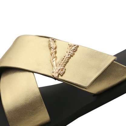VERSACE Cross V Buckle Flat Sandals - Image 5