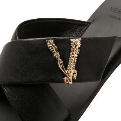 VERSACE Cross V Buckle Flat Sandals - Image 4