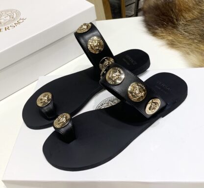 VERSACE SLIP-TOE SLIDE SANDALS - Image 4