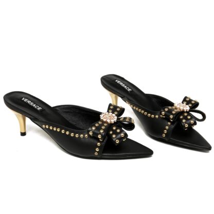 VERSACE Bow Temperament Sandals High Heels - Image 4