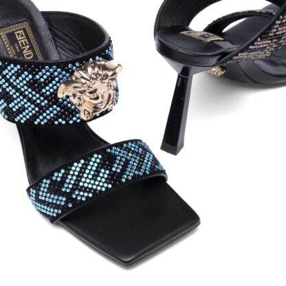 VERSACE Simple Comfortable Rhinestone High Heels Sandals - Image 4