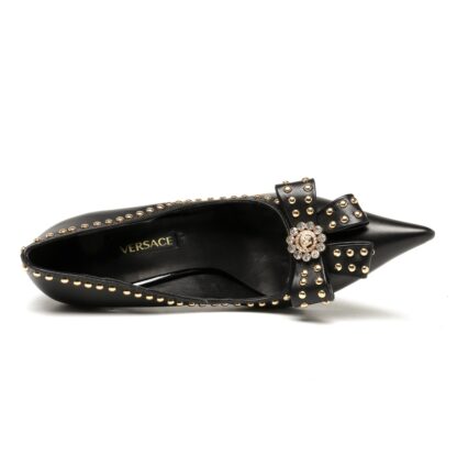 VERSACE Gold Stud Bow High Heels - Image 4