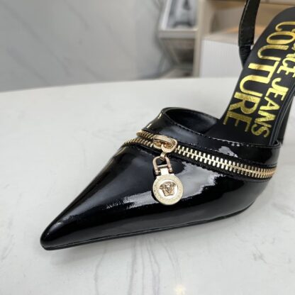 VERSACE patent leather open-back high heels - Image 4