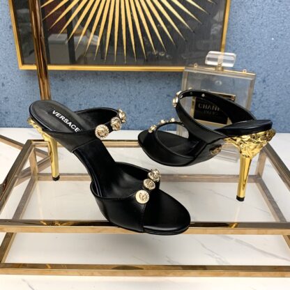 VERSACE fashion single-strap peep-toe high heels - Image 4