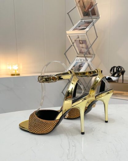 VERSACE new style brooch buckle rhinestone high-heeled sandals - Image 4