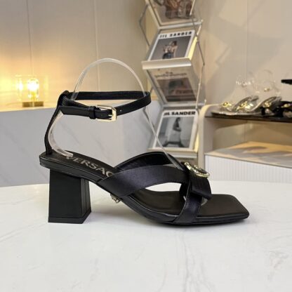 VERSACE new square toe chunky heel sandals high heels - Image 4