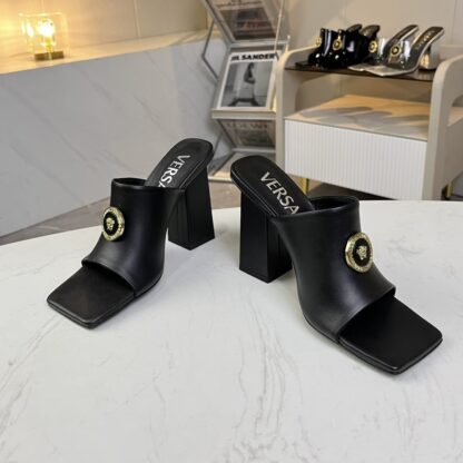 VERSACE new square head thick heel sandals high heels - Image 4